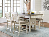 Hoover Furniture Outlet - Ashley Furniture - Bolanburg Counter Height Dining Table with 4 Barstools - Counter Height Dining Table with 4 Barstools / Two-tone - D647D4