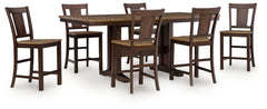 Rylandeen Counter Height Extension Dining Table and 6 Barstools