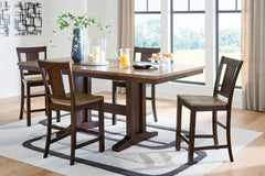 Hoover Furniture Outlet - Ashley Furniture - Rylandeen Counter Height Extension Dining Table and 4 Barstools - Counter Height Extension Dining Table and 4 Barstools - PCD651D3