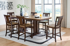 Hoover Furniture Outlet - Ashley Furniture - Rylandeen Counter Height Extension Dining Table and 6 Barstools - Counter Height Extension Dining Table and 6 Barstools - PCD651D5