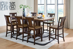 Hoover Furniture Outlet - Ashley Furniture - Rylandeen Counter Height Extension Dining Table and 8 Barstools - Counter Height Extension Dining Table and 8 Barstools - PCD651D6