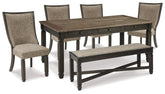 Hoover Furniture Outlet - Ashley Furniture - Tyler Creek Dining Table and 4 Chairs with Bench - Dining Table and 4 Chairs with Bench - D736D11