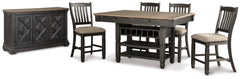 Tyler Creek Counter Height Dining Table and 4 Barstools with Server