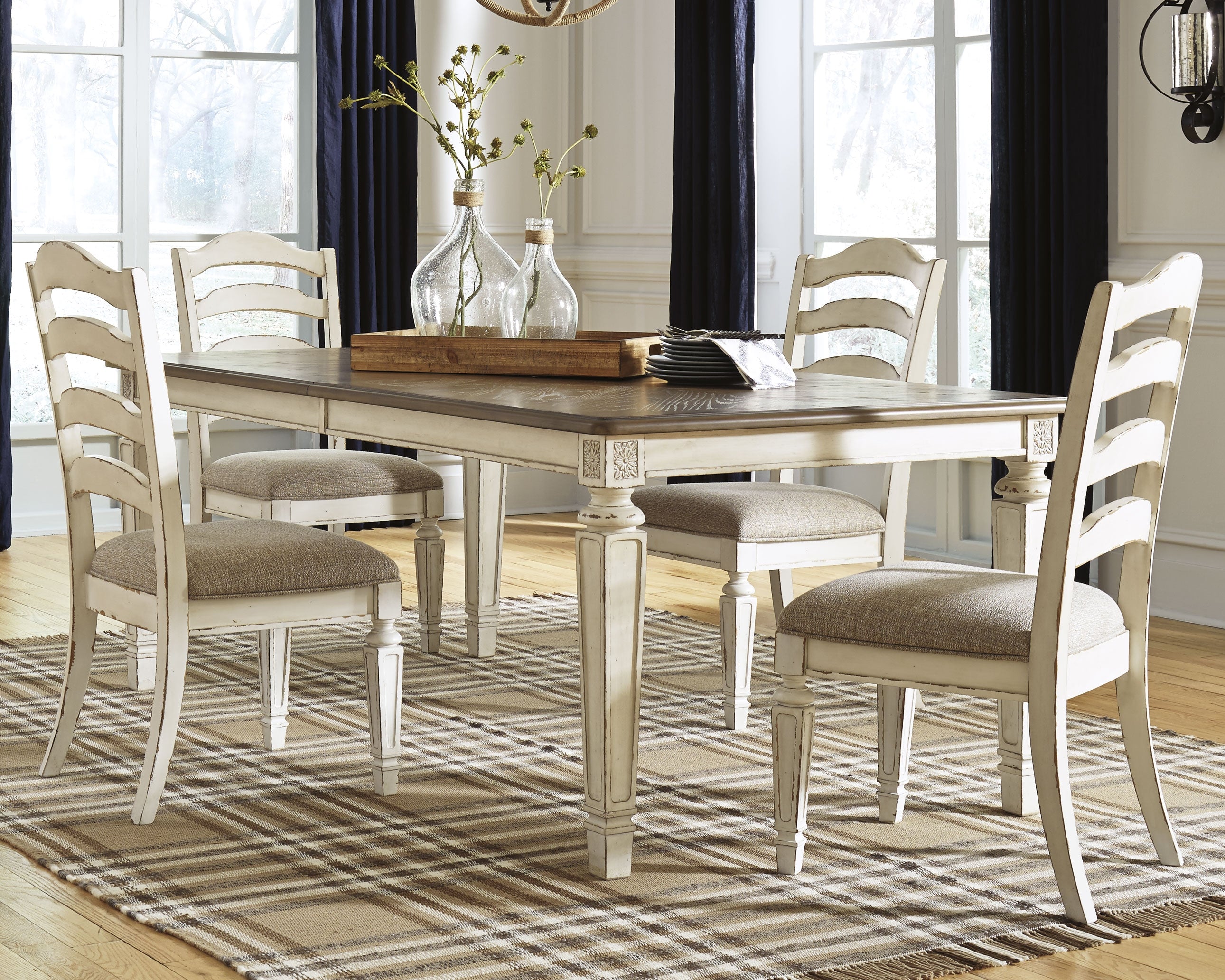 Hoover Furniture Outlet - Ashley Furniture - Realyn Extension Dining Table and 4 Chairs - Extension Dining Table and 4 Chairs - D743D3