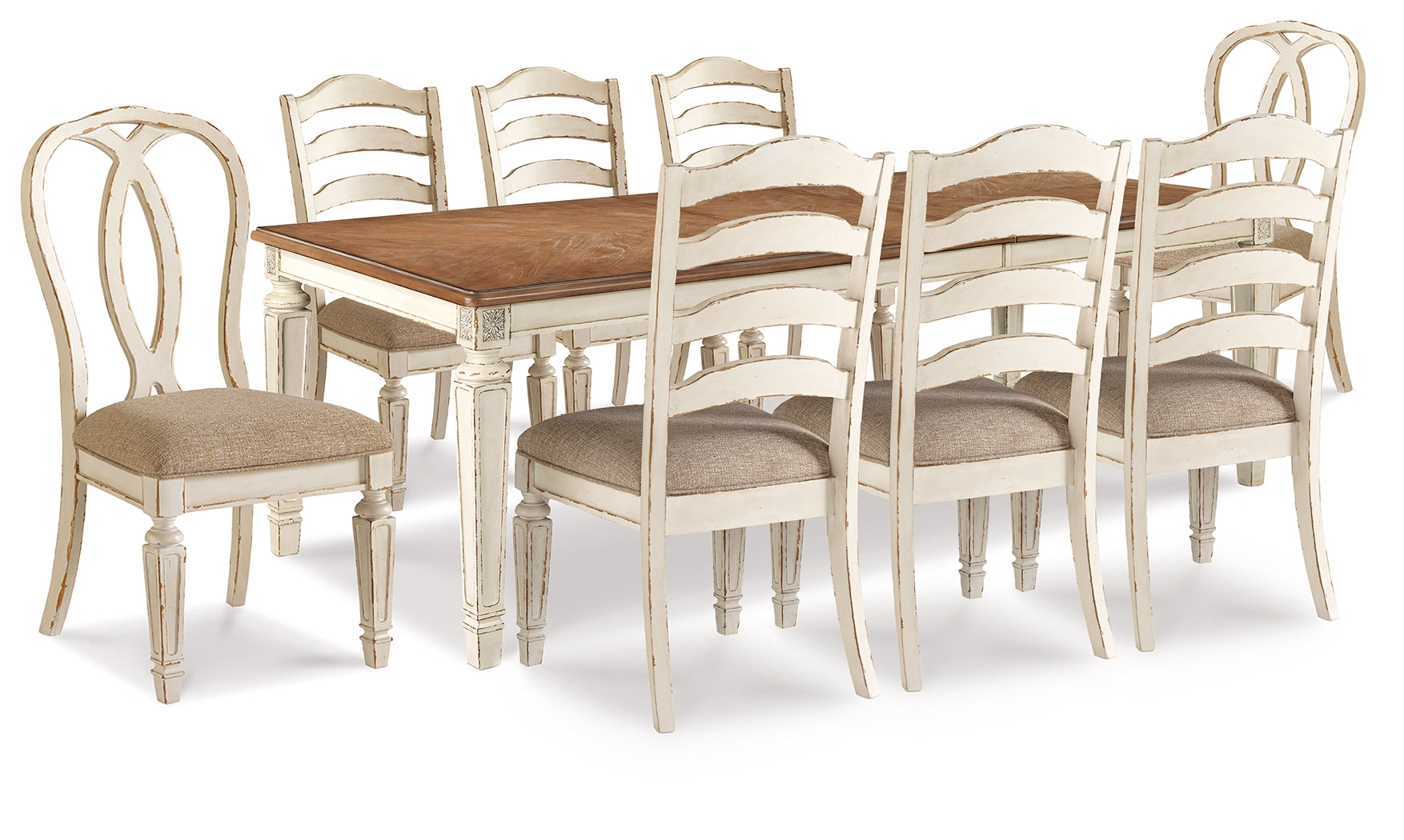 Hoover Furniture Outlet - Ashley Furniture - Realyn Dining Table with 8 Chairs - Dining Table with 8 Chairs - D743D9