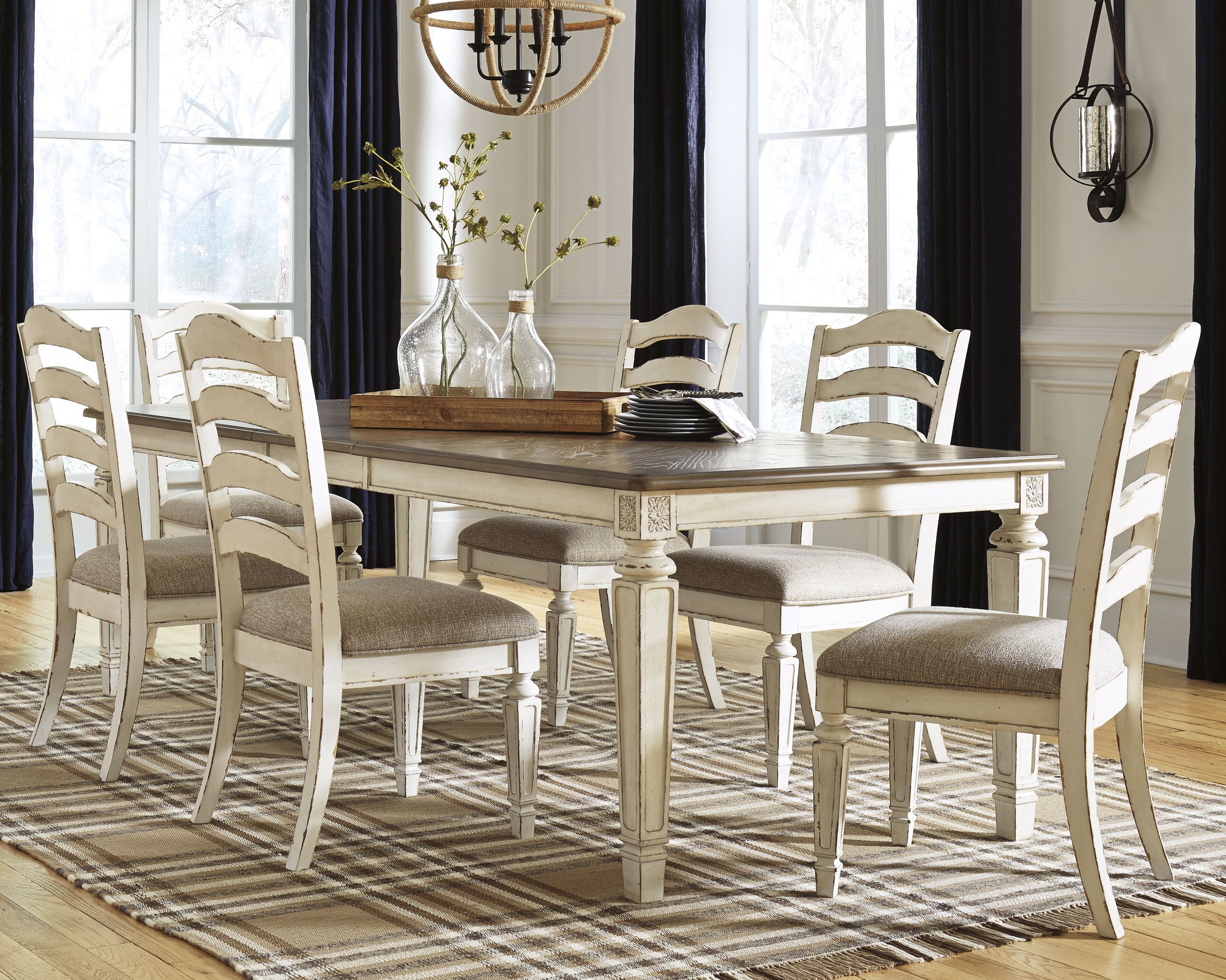 Hoover Furniture Outlet - Ashley Furniture - Realyn Extension Dining Table and 6 Chairs - Extension Dining Table and 6 Chairs - D743D4