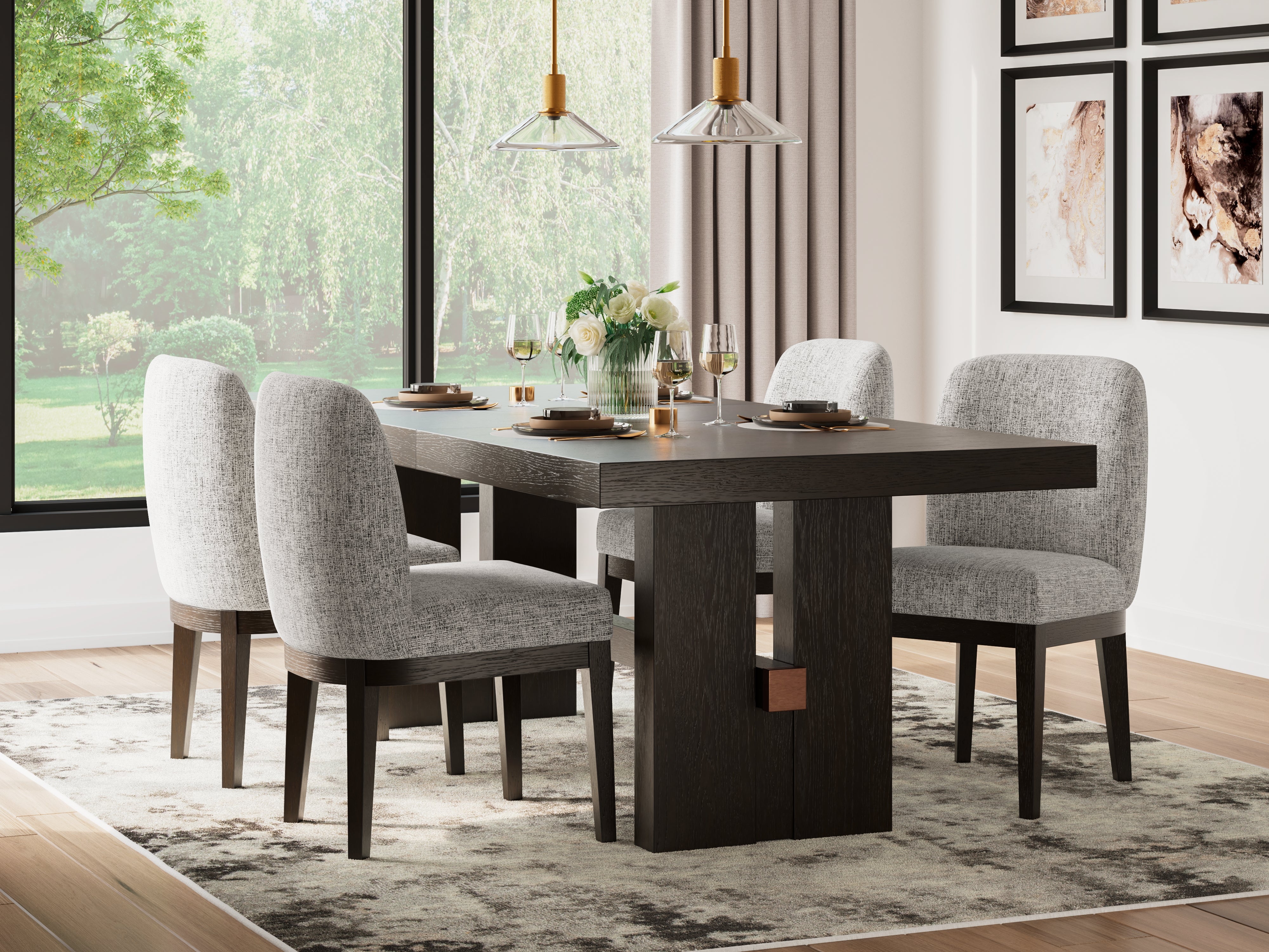 Hoover Furniture Outlet - Ashley Furniture - Burkhaus Dining Table and 4 Chairs - Dining Table and 4 Chairs - D984D1