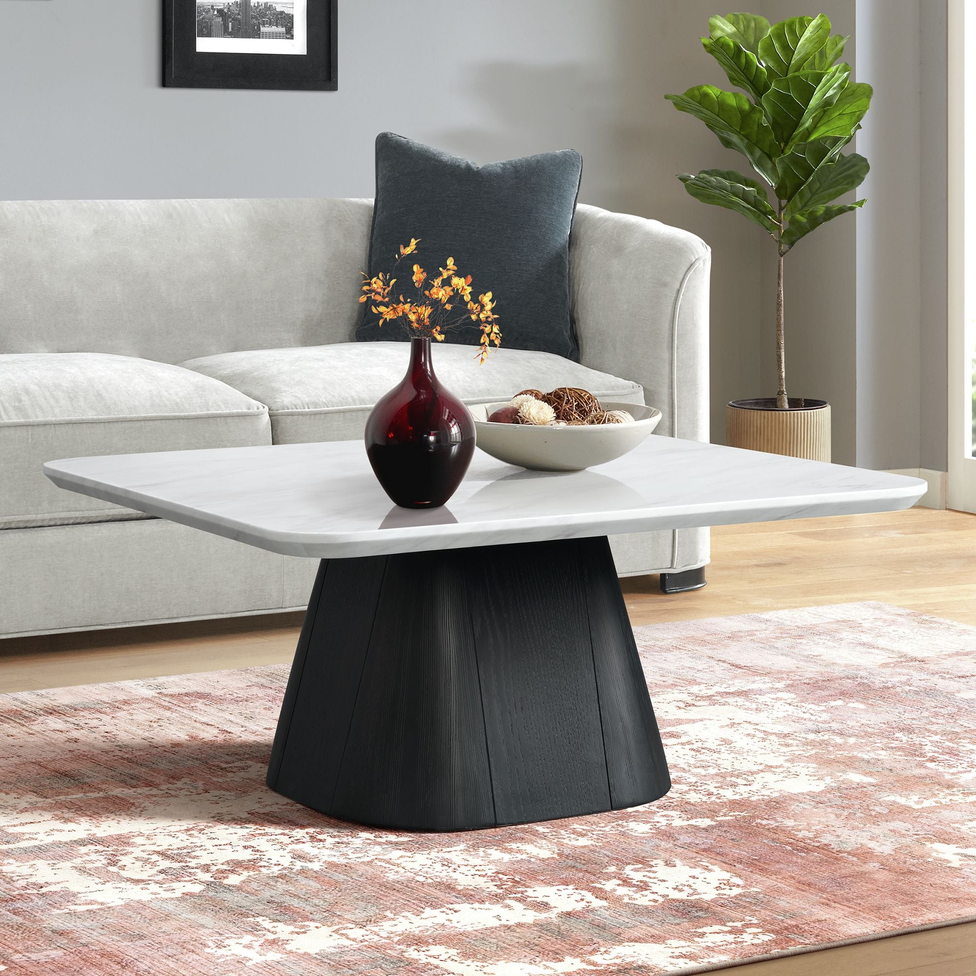 Edison Coffee Table in White and Black – SKU T-9130-8-CT | Elements
