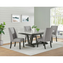 Everdeen Side Chair w/ Grey Fabric and Nail Heads in Charcoal (2 Per Carton) – SKU D-4930-7-SC | Elements