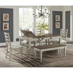 Farm Life Rectangular Dining Table in Medium Brown and Washed Stone