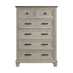 Farm Life 5-Drawer Chest in Medium Brown and Washed Stone