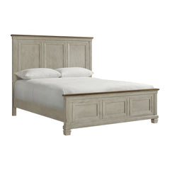 Farm Life King Panel Bed in Medium Brown and Washed Stone