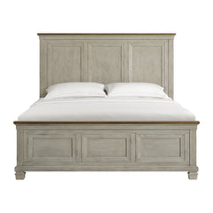 Farm Life King Panel Bed in Medium Brown and Washed Stone