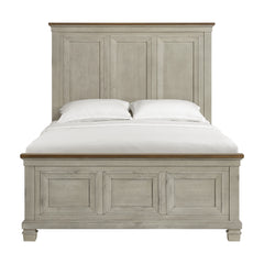 Farm Life Queen Panel Bed in Medium Brown and Washed Stone