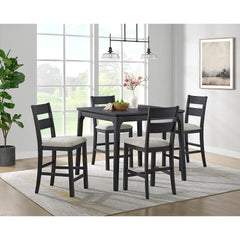 Garcia 5PC Counter Set with Table and 4 Chairs in Black – SKU D-12990-8-5CS | Elements