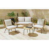 Grace Outdoor Seating 4PC Set - Black, Natural and Olefin Beige – SKU O-17940-6-4OS | Elements