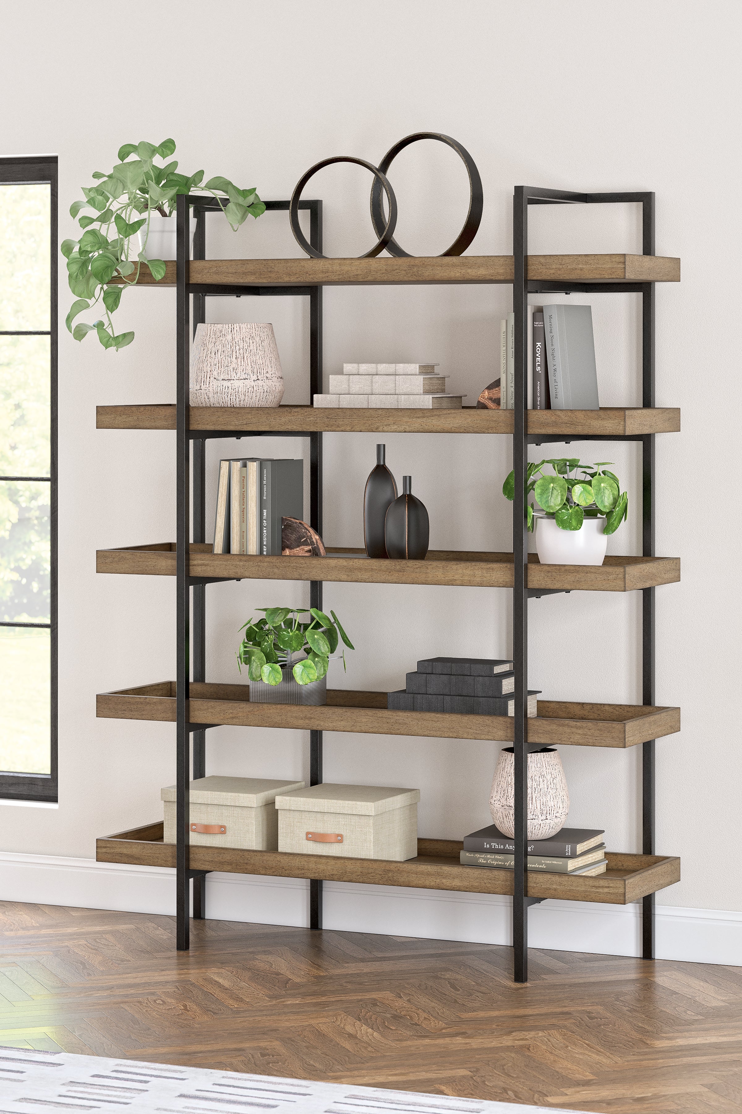 Hoover Furniture Outlet - Ashley Furniture - Montia 76" Bookcase - Bookcase - H632-70
