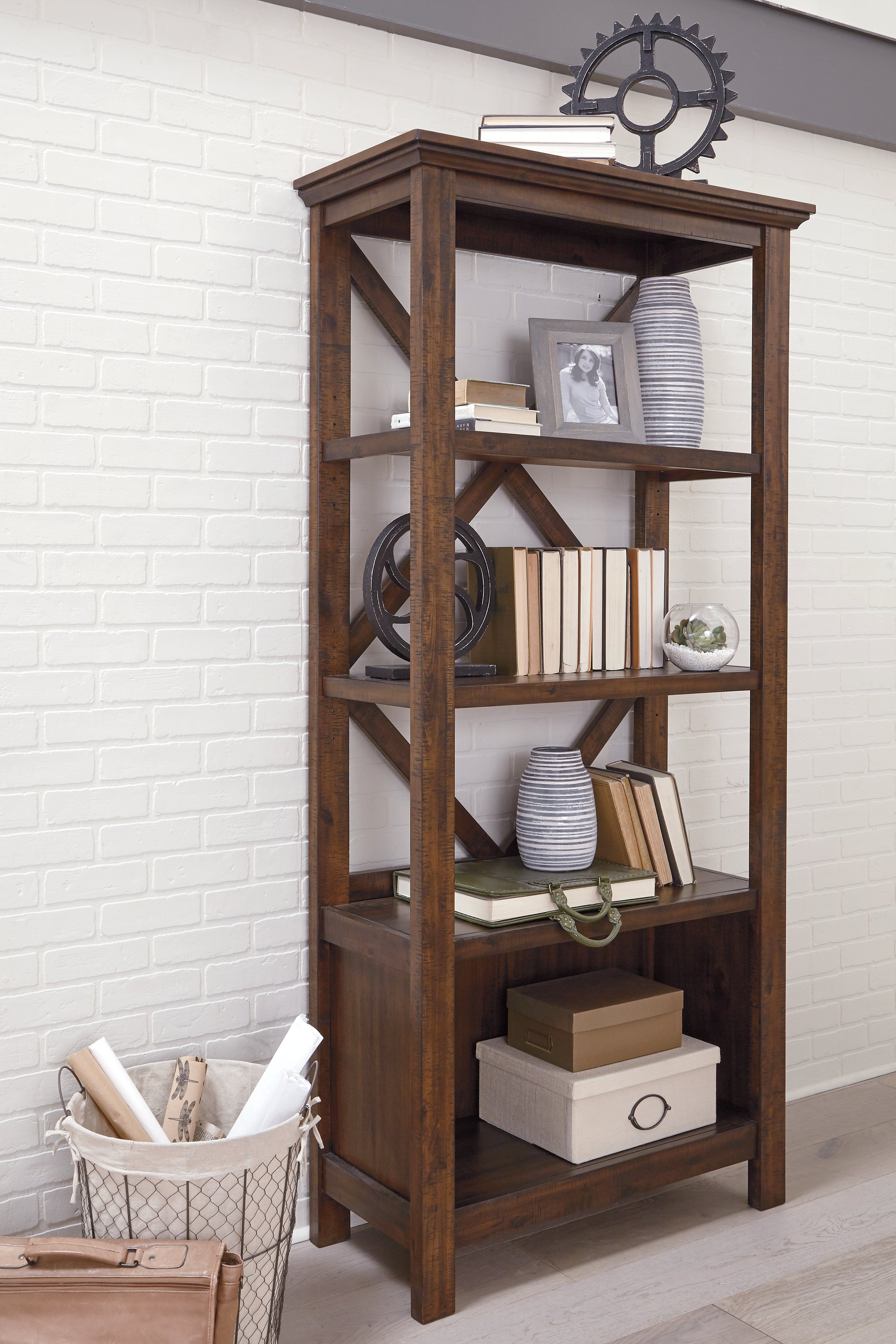 Hoover Furniture Outlet - Ashley Furniture - Baldridge 75" Bookcase - Large Bookcase - H675-17