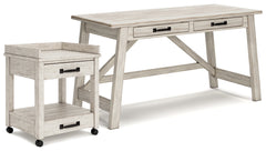 Hoover Furniture Outlet - Ashley Furniture - Carynhurst Home Office Desk and Printer Stand - Home Office Desk and Printer Stand - H755H1