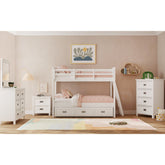 Hampton Kids Twin Over Twin Bunk with Ladder and Trundle in White – SKU Y-15760-7-B2 | Elements
