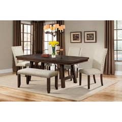 Jax 6pc Dining Set- Table 4 Upholstered Side Chairs & Bench – SKU DJX100SB6PC | Elements