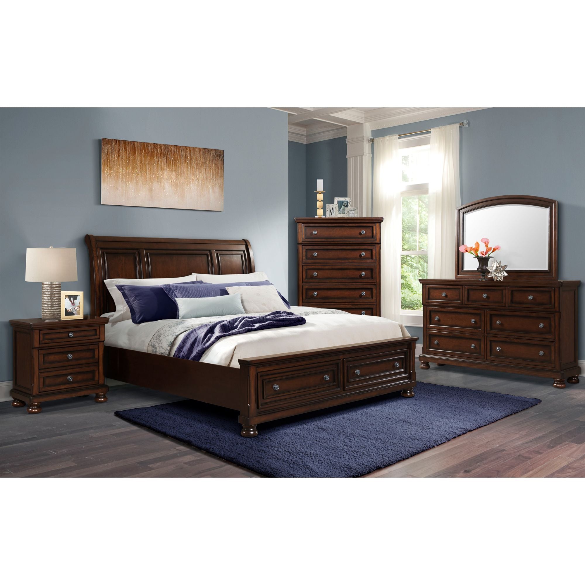 Kingston Queen Bed W/Storage Footboard and Non-Storage Rails – SKU KT600QSB | Elements