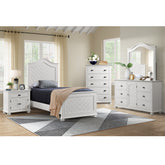 Kona Twin Panel Bed in White – SKU B-9340-7-TB | Elements