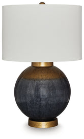 Hoover Furniture Outlet - Ashley Furniture - Adara Table Lamp - Metal Table Lamp (1/CN) / Blue/Gold Finish - L207564