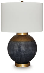 Hoover Furniture Outlet - Ashley Furniture - Adara Table Lamp - Metal Table Lamp (1/CN) / Blue/Gold Finish - L207564