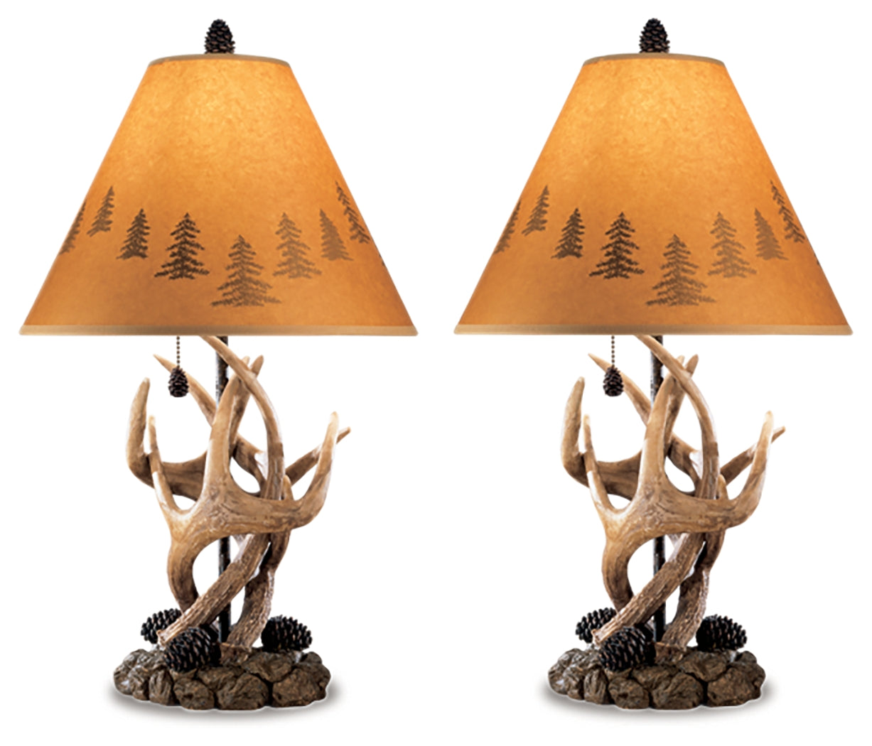 Hoover Furniture Outlet - Ashley Furniture - Derek Table Lamp (Set of 2) - Poly Table Lamp (Set of 2) / Brown - L316984