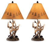 Hoover Furniture Outlet - Ashley Furniture - Derek Table Lamp (Set of 2) - Poly Table Lamp (Set of 2) / Brown - L316984
