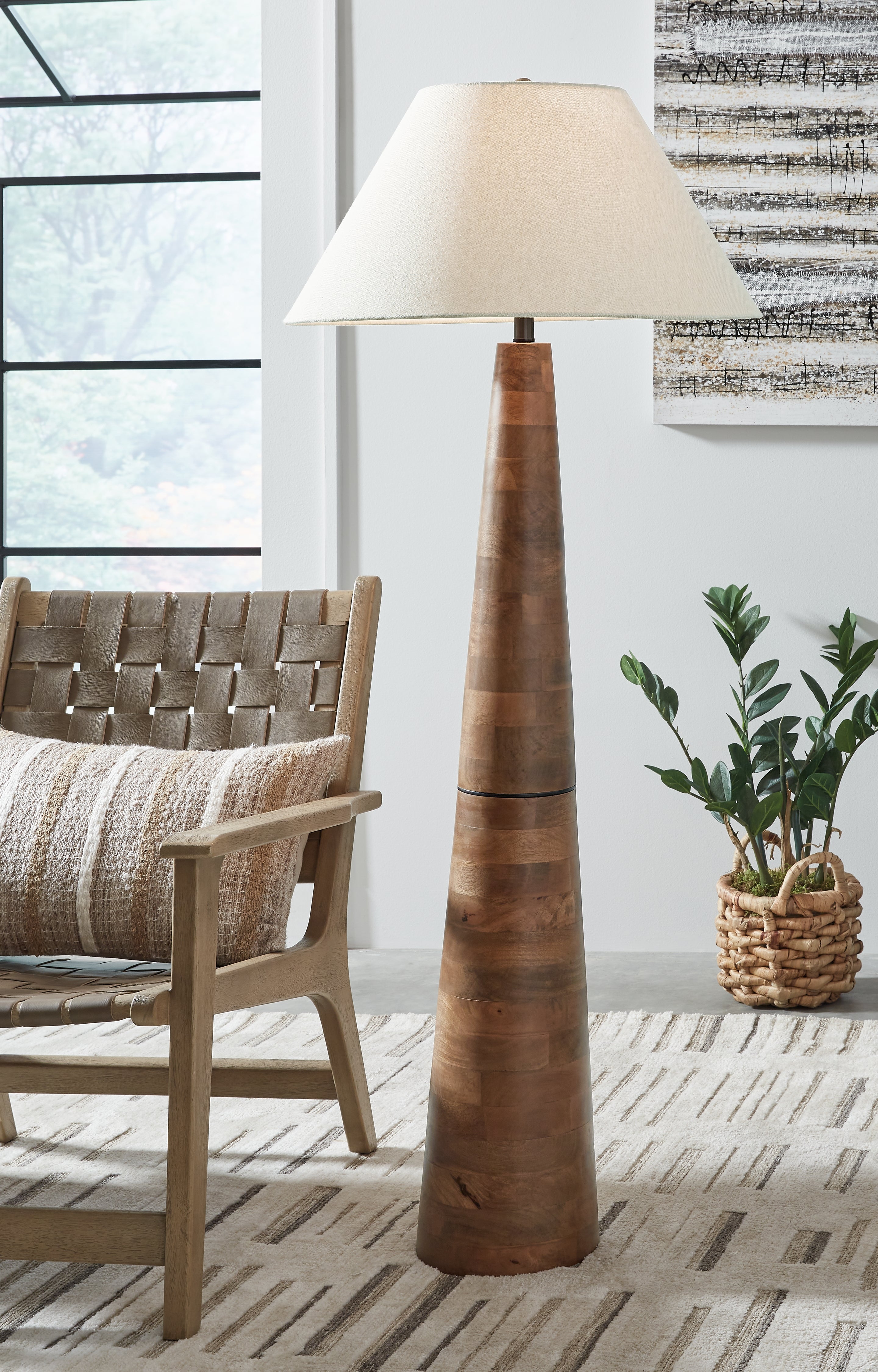Hoover Furniture Outlet - Ashley Furniture - Danset Floor Lamp - Wood Floor Lamp (1/CN) - L329101
