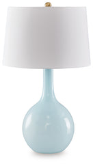 Hoover Furniture Outlet - Ashley Furniture - Rylanton Table Lamp - Glass Table Lamp (1/CN) / Aqua - L430874