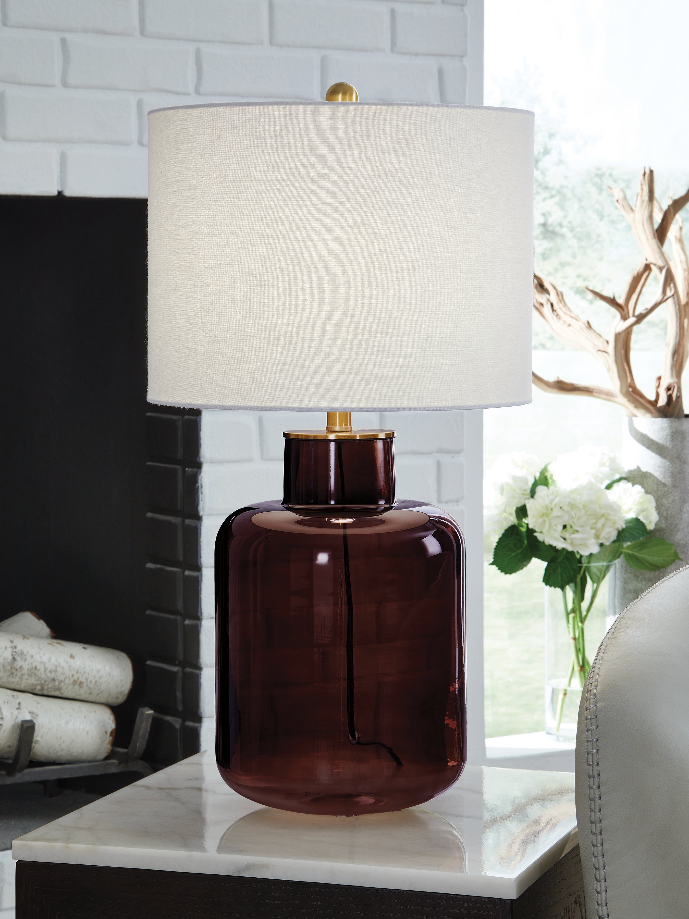 Hoover Furniture Outlet - Ashley Furniture - Mette Table Lamp - Glass Table Lamp (1/CN) - L430924
