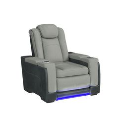 Easy Comfort Power Motion Recliner with Power Headrest, Led, wireless charger and Cup holder in Rocky Cement/Charcoal