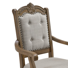 Madison Park Dining Arm Chair with Beige Fabric in Walnut (2 Per Carton)