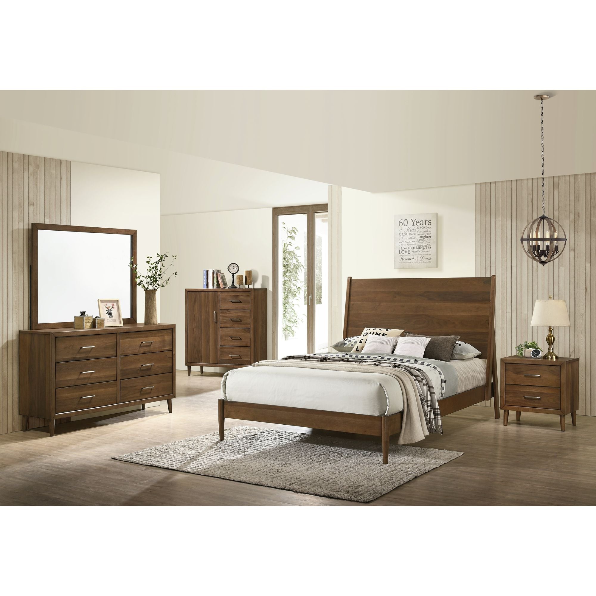 Malibu 6-Drawer Dresser & Mirror in Walnut – SKU MC400DRMR | Elements