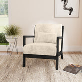 Marina Chair with kidney pillow in Langley Cream and Brushed Espresso Finish – SKU U-13830-11241-100C | Elements