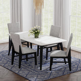 Marlene Dining Table with White Faux Marble Top in Black – SKU D-15850-8-DT | Elements