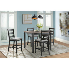 Martin Counter Side Chair with Grey Fabric - Black Finish (2 Per Carton) – SKU DMT300CSC | Elements