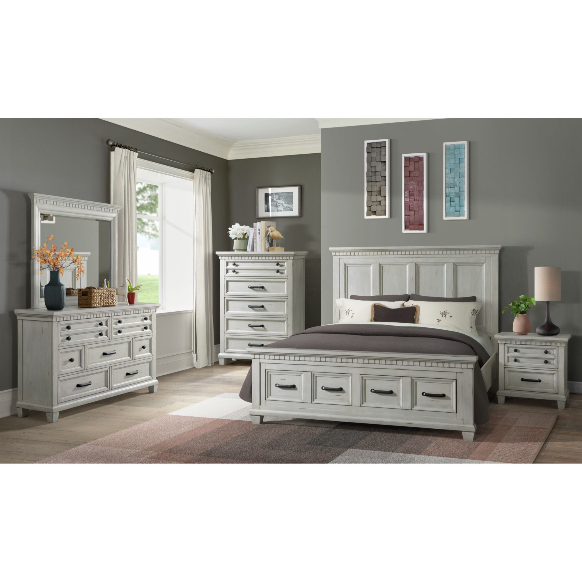McCoy 2-Drawer Nightstand with USB in Antique White – SKU B-10530-7-NS | Elements