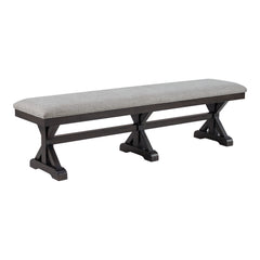 Montrose Dining Bench with Light Grey Fabric in Espresso
