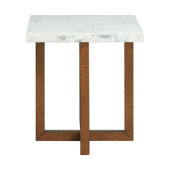 Morris End Table in Espresso W/White Marble Top (3A Packing)