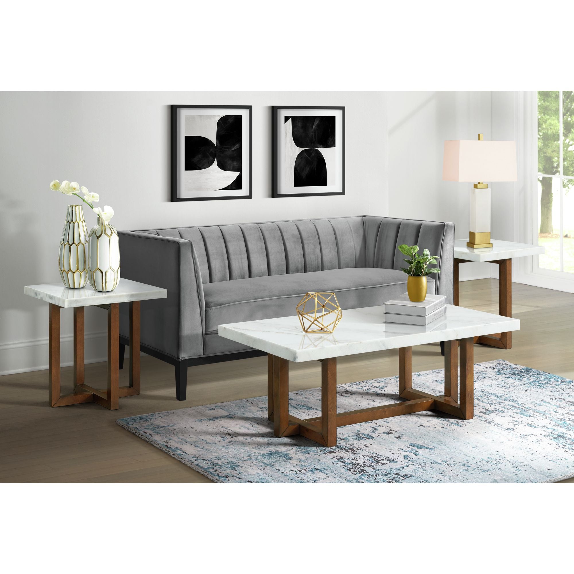 Morris End Table in Espresso W/White Marble Top (3A Packing) – SKU CTMS100ETE | Elements