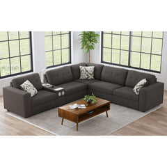 Options One Corner in Palmer Plus Ash with 1 Pillow 20" – SKU U-15020-11403-210 | Elements