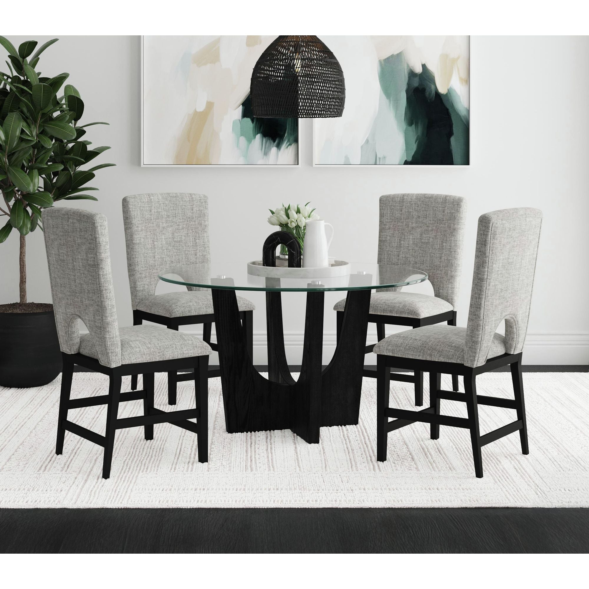 Oregon Round Counter Table with Glass Top in Black – SKU D-17380-8-CT3 | Elements