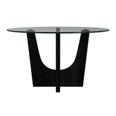 Oregon Round Dining Table with Glass Top in Black