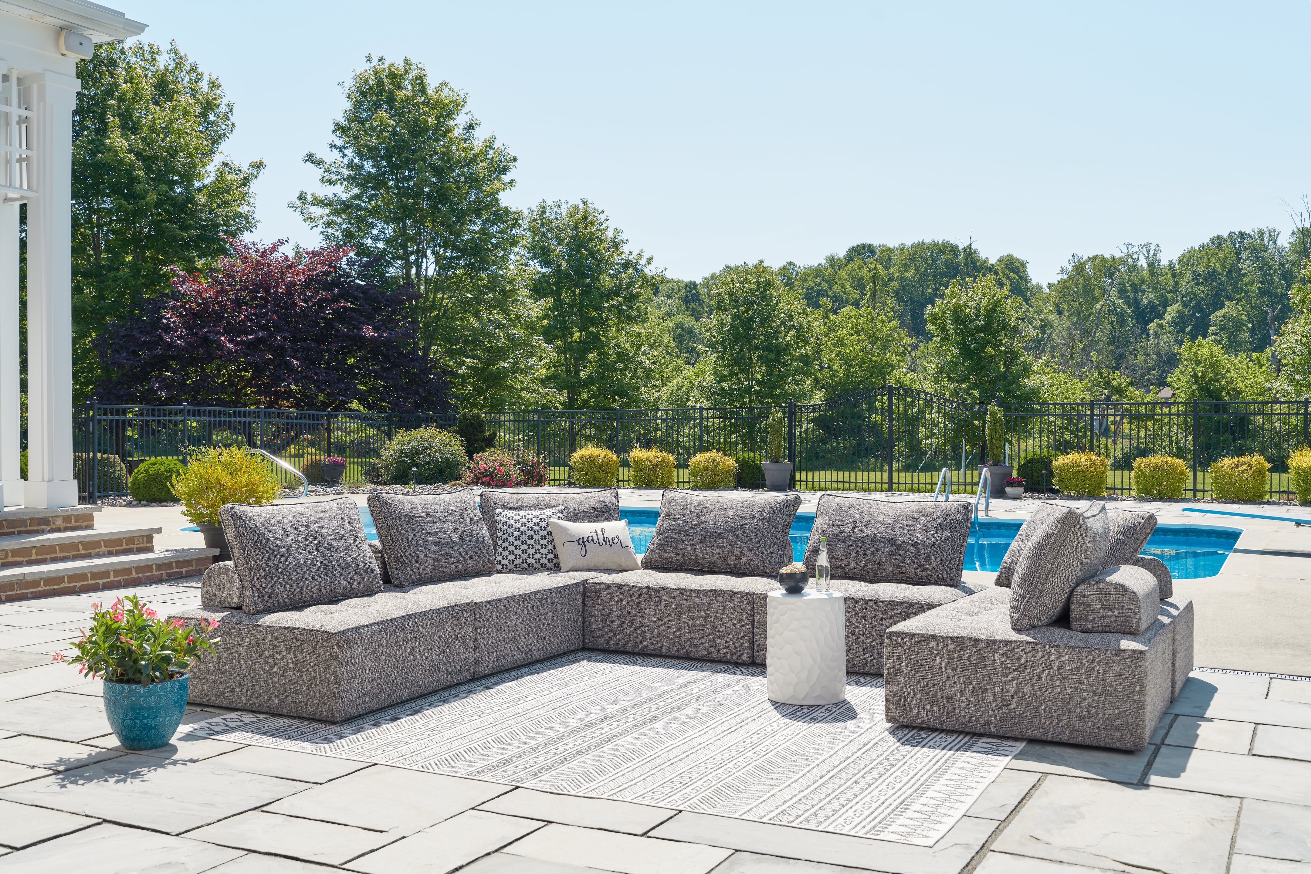 Hoover Furniture Outlet - Ashley Furniture - Bree Zee 7-Piece Outdoor Sectional - 7-Piece Outdoor Sectional - P160P2