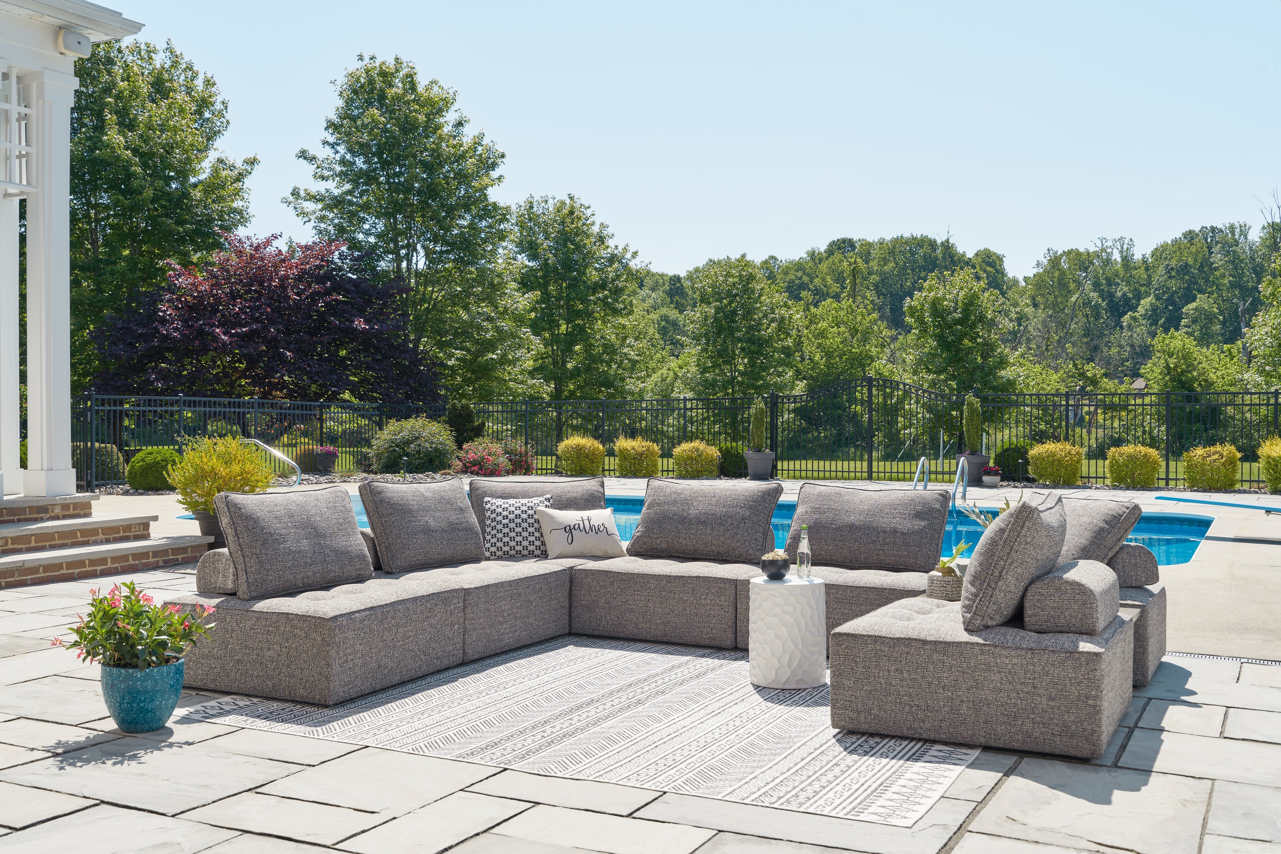 Hoover Furniture Outlet - Ashley Furniture - Bree Zee 8-Piece Outdoor Sectional - 8-Piece Outdoor Sectional - P160P6