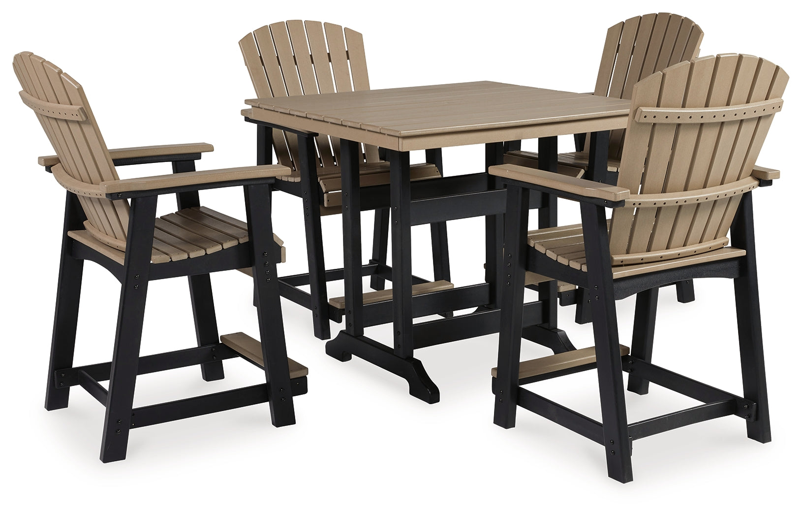 Hoover Furniture Outlet - Ashley Furniture - Fairen Trail Outdoor Counter Height Dining Table with 4 Barstools - Outdoor Counter Height Dining Table with 4 Barstools - P211P3